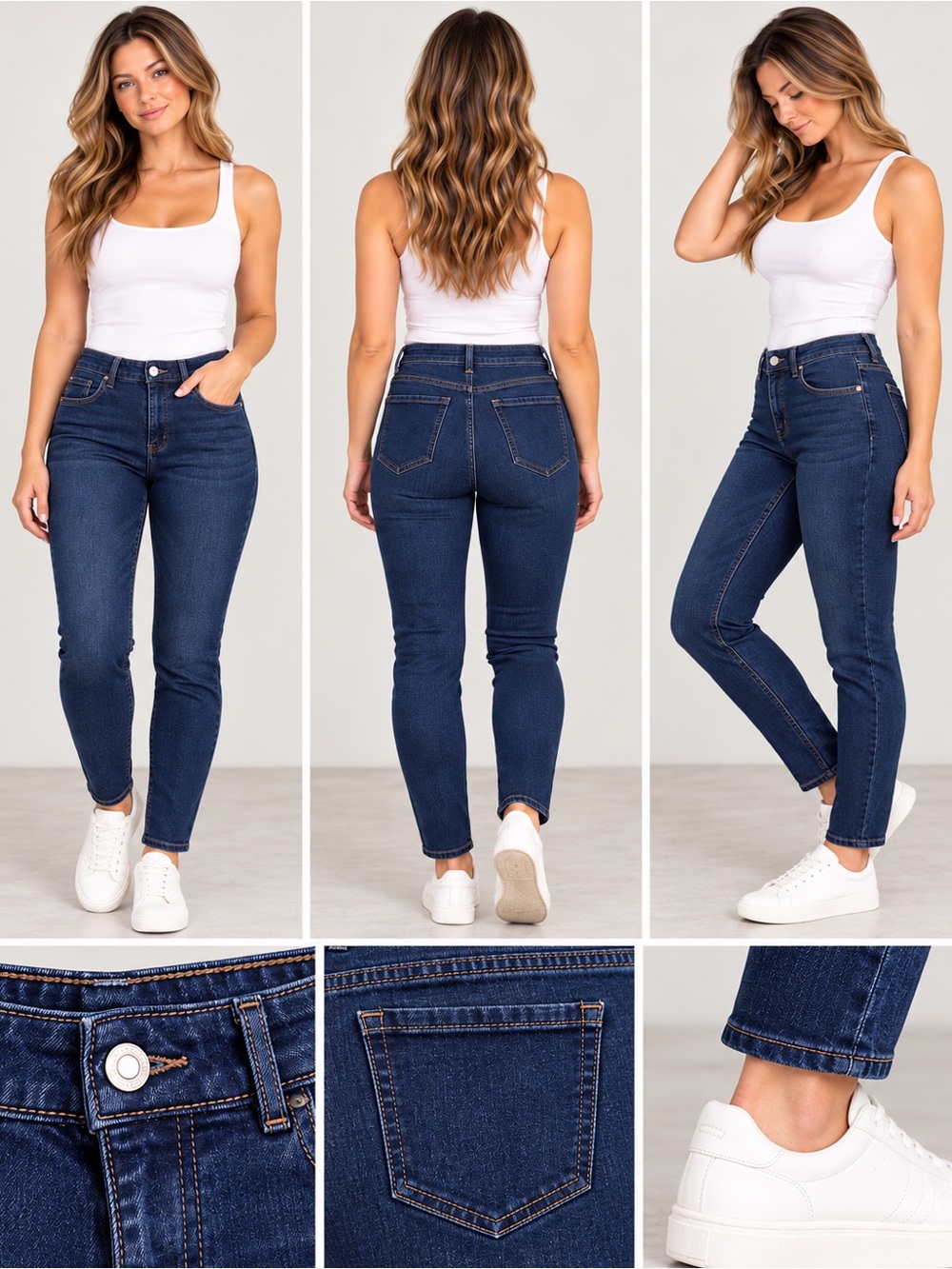 Cleo Dark Blue High-Rise Slim Skinny Jeans Size 12 Stretch Casual Denim